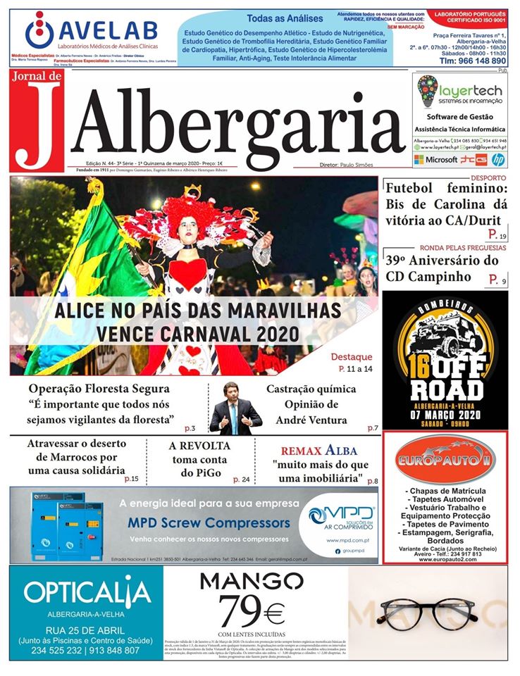 Jornal de Albergaria - 1ª Página Jornal De Albergaria Edição 44